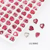 Rhinestones para Uñas Dongzhou Crystal Light Color Rojo Rosa con Base Puntiaguda, Corazón Inclinado, Brillo Deslumbrante, Decoraciones para Uñas de Corazón de Cristal K9 Color Durazno, Corazón Inclinado Rectangular