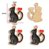 Accesorios para Joyería de Aleación con Goteo de Aceite Hechos a Mano Colgante de Gato Gatito Blanco y Negro Pulsera Collar Pendientes Colgante W478