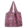 Nova grande bolsa de compras dobrável, bolsa quadrada de pano com flores, bolsa de compras portátil, bolsa tote dobrável
