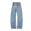 Pantalones Vaqueros Lavados Estilo Retro Americano Magic Bear, Pantalones Rectos Sueltos de Pierna Ancha con Diseño de Bolsillo, Pantalones Largos hasta el Suelo para Hombre