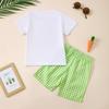 2025 Nuevo Conjunto de Camiseta de Manga Corta Bordada de Dibujos Animados y Pantalones Cortos a Cuadros para Bebé Niño Verano Pascua