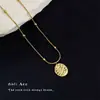 Collar de Zirconia de Alta Gama Francés para Mujer Diseño de Nicho Cadena para Clavícula de Estrella y Luna Estilo de Lujo Accesible Collar Apilable Chapado en Oro de 18 Quilates