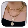 Collar de Cadena Cubana en Capas Transfronterizo Cadena Gruesa Cierre OT Personalizado Estilo Hip-Hop Punk Joyería para Mujer