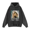 Moletom com Capuz Street Retro Tamanho Grande Solto Outono Inverno Estampa de Cantor Design Europeu e Americano Street Moletom com Capuz Moletom com Capuz