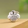 Pendente Pingente de Fechadura Ruyi Vintage Rei Cervo Dourado Prata Pura 999 Prata Esterlina Pingente para Pulseira de Corda Trançada Feita à Mão DIY