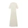 Explosões Transfronteiriças Moda Verão Feminina Simples Cor Sólida Botão Manga Curta Slim Fit Vestido de Tricô
