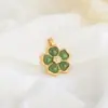 Estilo Étnico Colgante de Plata s925 con Jaspe Hetian Dulce para Niña Todo Fósforo Trébol de la Suerte de Cinco Hojas Método Antiguo Collar de Oro