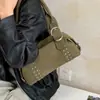 Bolsa para Motocicleta Remache Bolso de Mano Bolsa de Gran Capacidad para Mujer 2026 Nuevo Otoño Bolso de Hombro Texturizado para Viajes Diarios Bolso de Axila