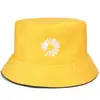 Chapéu de Pescador com Margaridas Estilo K Chapéu de Bacia Bordado Dupla Face Chapéu de Sol e Proteção Solar Moderno e Versátil com Vários Padrões e Logos