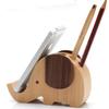 Soporte de Madera para Teléfono Móvil con Forma de Elefante, Soporte para Bolígrafos, Suministros de Oficina Multifuncionales, Soporte Creativo de Escritorio para Teléfono Móvil