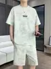 Traje casual tie-dye de seda modal para hombre, conjunto de camiseta de manga corta ligera de verano, ropa deportiva de verano
