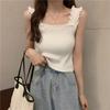 Camisole Feminina Roupa Íntima Design de Primavera Senso de Moda Nicho Tubinho Base Top de Tricô Branco Versátil Básico Roupa Externa