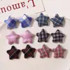 Parche Adorno de Botón de Estrella de Tela a Cuadros Retro Parche DIY Ropa Zapato Flor Aretes Joyería para Oreja Accesorios de Llavero