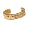 Pulsera de Acero Inoxidable de Moda Europea y Americana con Apertura Geométrica, Ajustable, Chapada en Oro de 18 Quilates, No se Desvanece, Venta al por Mayor