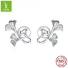 Aretes de plata con diseño de hoja de ginkgo, aretes de temperamento femenino, aretes chapados en platino, BSE328
