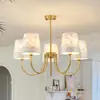 Lámpara Colgante de Concha Estilo Francés de Mediados de Siglo Toda de Cobre Luz para Dormitorio Comedor Accesorios de Iluminación Pequeños Creativos Simples Retro Americano para Sala de Estar