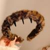 Estilo coreano Retro Leopardo Estampa Dente Pelúcia Cabelo Hoop Feminino Antiderrapante Rosto Lavagem Cabelo Carimbo Novo Outono e Inverno Maquiagem Cabelo Acessórios Tiara Lote