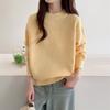 Suéter Pulôver Macio e Simples de Estilo Coreano para Mulheres, Novo Tricô de Gola Redonda Solto e Versátil para Outono e Inverno