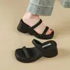 Sandalias de tacón alto sin cordones para mujer, estilo de hada, sandalias romanas de alta gama, nuevas sandalias de cuña con plataforma gruesa para verano 2026 para mujer