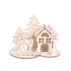 Decoração de Natal Desenho Animado Alce Árvore de Natal Casa de Madeira Quebra-Cabeça de Madeira Placa de Madeira DIY Suprimentos de Decoração de Mesa