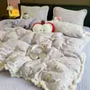 Juego de cuatro piezas de franela de leche fresco y simple funda de edredón de vellón de coral sábana de cama funda de edredón engrosada de invierno para dormitorio de estudiante juego de tres piezas