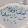 Banho de Ouro Real, Coleção Série Azul Moda Coreana e Japonesa, Brincos de Esmalte com Efeito Gotejante para Mulheres, Novos Brincos e Acessórios de Luxo Leve Nicho