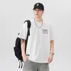 Camiseta de Manga Corta Transpirable Estilo Americano de Seda de Hielo para Hombre, Moderna de Verano con Cuello Redondo Holgada con Estampado de Letras de Media Manga
