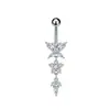 Anillos de ombligo europeos y americanos transfronterizos con incrustaciones de circonita dorada y plateada, los más vendidos en Amazon, joyería para piercing de ombligo