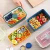 Lonchera Estilo Japonés Bento, Aptas para Microondas, Lonchera Portátil para Estudiantes y Trabajadores de Oficina, Lonchera para Ensaladas, Caja Compartimentada para Mantener Fresco