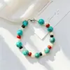 Collar y Pulsera de Cadena para Clavícula con Diseño de Perlas Naturales de Agua Dulce de Alta Calidad, Ágata Negra, Turquesa Roja Artificial del Sur y Turquesa