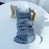Calcetines de lana de punto estilo japonés holgados para otoño e invierno, calcetines altos para mujer, rayas verticales gruesas, puño doblado, cálidos, calentadores de piernas calcetines grises, JK