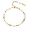 Latón baño de oro real Cruz europea y americana moda popular pulsera de cuentas de perlas de agua dulce naturales de lujo para mujer