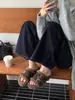 Chanclas de Cachemira para Mujer 2026 Otoño Invierno Nueva Moda Suela Plana Ligeras Retro Pantuflas de Piel Modernas