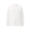 Camiseta de manga larga para mujer de algodón 100% de 230 g para primavera y otoño, corte holgado, cuello redondo pequeño, top cortavientos, suave y cómoda, capa base básica versátil
