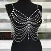 WMSTZ014 Corrente de corpo em corrente de metal com pérolas artificiais, estilo europeu e americano, corrente de corpo popular para biquíni