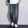 Jeans para hombre transfronterizos, lavados y con caída, nuevo estilo retro americano, pantalones largos rectos de pierna ancha de moda para verano, adecuados para primavera y otoño