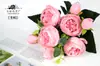 Lugar de fábrica simulación de 5 peonías pequeñas estilo coreano 5 Rosas Philips boda Hogar flores artificiales flores decorativas