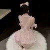 Sexy y Juguetona Chica Conejito Privada Chifón Estampado Chica Gato Sirvienta Kimono Set Lencería Sexy Puro Deseo