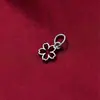 Pulsera de cuerda trenzada con cuentas hechas a mano para bricolaje, collar con colgante de flor, joyería S925 plata de ley, colgante vintage de flor de cerezo, materiales