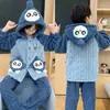 Pijama de Terciopelo Jacquard para Niños, Otoño e Invierno, Niños Talla Mediana y Grande, Terciopelo Coral Engrosado, Ropa de Casa de Dibujos Animados