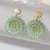 Pendientes Redondos de Cuentas Estilo Bohemio Étnico Moda de Nicho Pendientes Tejidos a Mano Pendientes Transfronterizos Europeos y Americanos para Mujeres