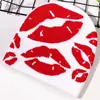 Moda Bestseller Patrón Jacquard Labios Rojos Estilo Callejero Trendy Casual Personalidad Gorro de Punto Cálido Cómodo para Exteriores