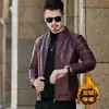 Chaqueta de Cuero Gruesa con Cuello Alto Forrada de Polar para Hombre, Otoño e Invierno, Estilo Coreano para Hombres de Mediana Edad, Corte Ajustado, Elegante Chaqueta de Cuero Casual para Hombre, Color Sólido