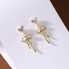 S925 prata agulha adorável arco micro incrustado zircão brincos femininos elegantes luz luxo brincos de alta qualidade