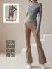 Conjunto de Yoga Feminino Outono Sensação de Pele Nu Alta Elasticidade Slim Fit Gola Alta Jaqueta Emagrecedor Fitness ao Ar Livre Micro Flare Calça Longa Conjunto de Duas Peças