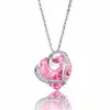 Suministro Transfronterizo de Collares de Cristal Europeos y Americanos para Mujer, Cadena de Acero de Titanio para Suéter, Sensación de Lujo Ligero y Gama Alta, Colgante de Corazón, Regalo de San Valentín
