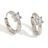 Brincos de Design de Nicho Europeu e Americano Aço Inoxidável Banhado a Ouro 18K Joker Simples Gotas d'Água Triângulo Quadrado Fivela de Orelha com Diamante para Mulheres