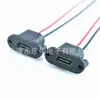 Socket hembra Tipo-C con cable, interfaz de carga empotrada fija de doble oreja, montaje en panel, cable de 2 hilos, certificado CE