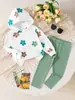 Conjunto con Capucha de Flores para Bebé Niña Primavera Otoño Cómodo Casual Conjunto de Dos Piezas Lindo Elegante Sudadera con Capucha y Pantalones Largos para Niña