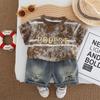 Nuevo Conjunto Casual de Dos Piezas con Camiseta de Manga Corta para Niños y Niños de Edad Media Rayas Teñidas Cuello Redondo Rayas Traje Retro de Dos Piezas Venta al por Mayor 5